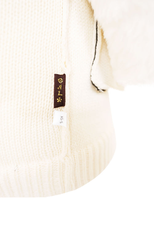 GAL* Frosted Fur Hood Knit Dress and Arm Warmers Set