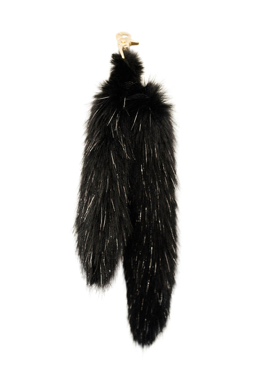Party Gal Black Tinsel MewMew Faux Fur Tail Keychain
