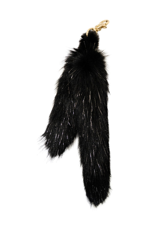 Party Gal Black Tinsel MewMew Faux Fur Tail Keychain