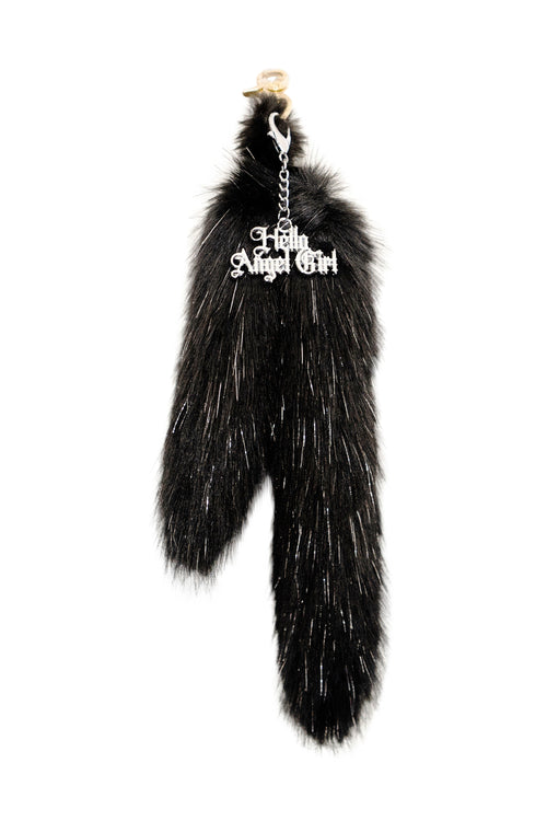 Party Gal Black Tinsel MewMew Faux Fur Tail Keychain