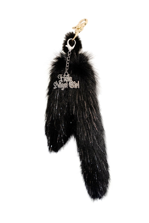 Party Gal Black Tinsel MewMew Faux Fur Tail Keychain