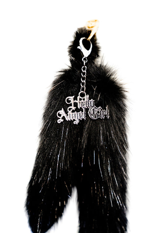 Party Gal Black Tinsel MewMew Faux Fur Tail Keychain