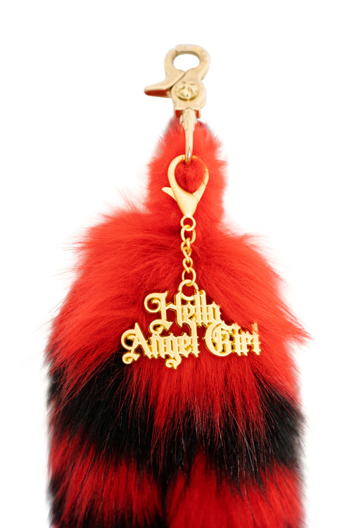Passion Black and Red Raccoon MewMew Faux Fur Tail Keychain
