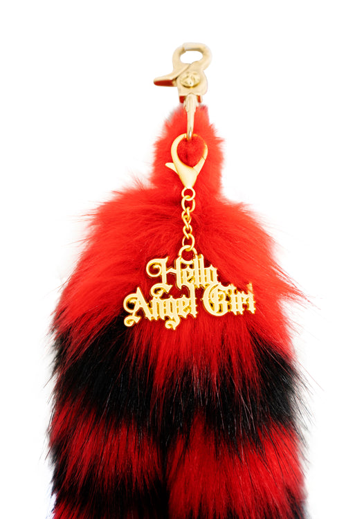 Passion Black and Red Raccoon MewMew Faux Fur Tail Keychain