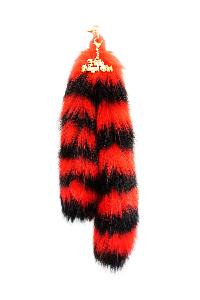 Passion Black and Red Raccoon MewMew Faux Fur Tail Keychain