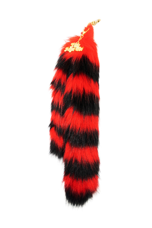 Passion Black and Red Raccoon MewMew Faux Fur Tail Keychain