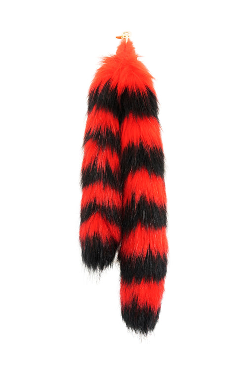 Passion Black and Red Raccoon MewMew Faux Fur Tail Keychain