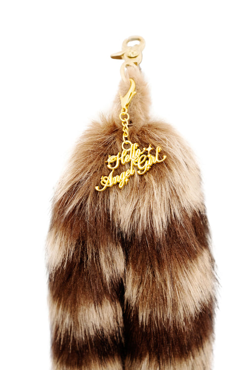 Classic Brown Raccoon MewMew Faux Fur Tail Keychain