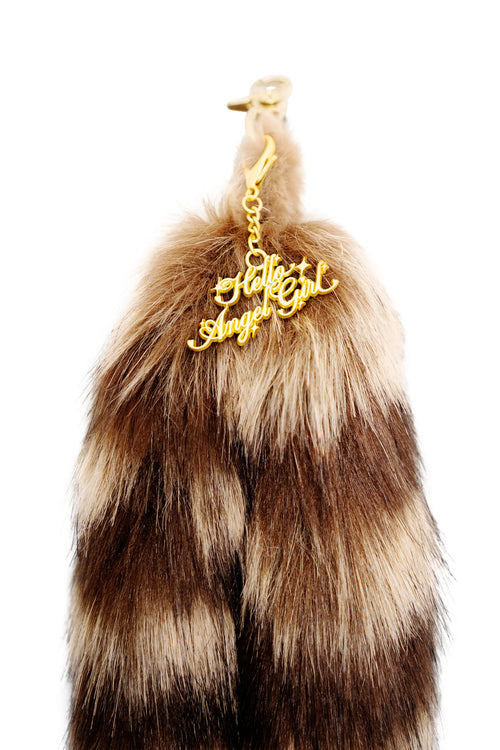 Classic Brown Raccoon MewMew Faux Fur Tail Keychain