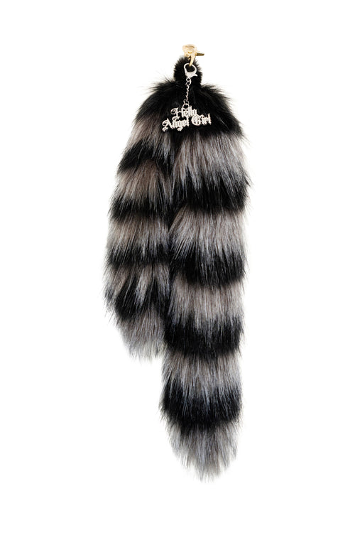 Twilight Black and Gray Raccoon MewMew Faux Fur Tail Keychain