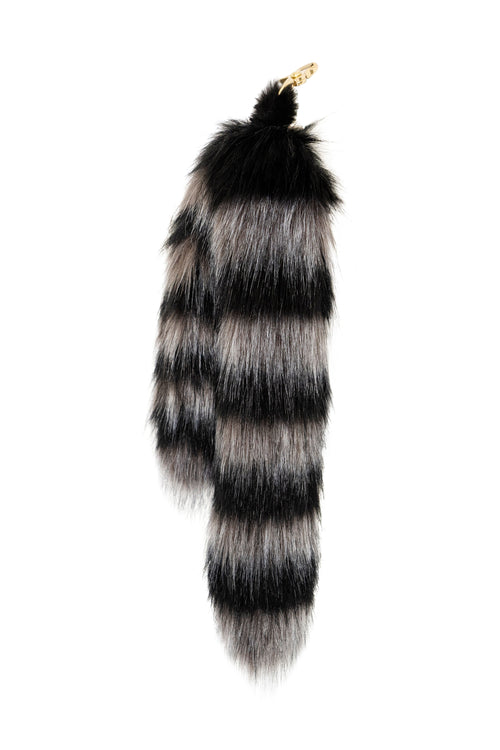 Twilight Black and Gray Raccoon MewMew Faux Fur Tail Keychain