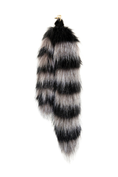 Twilight Black and Gray Raccoon MewMew Faux Fur Tail Keychain