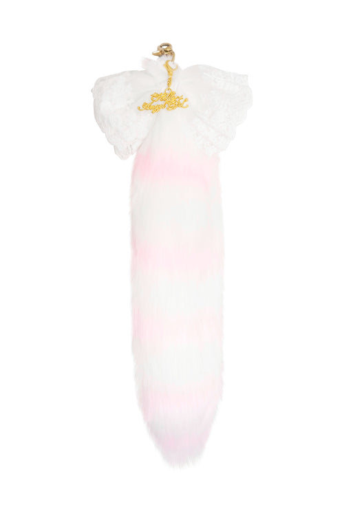 Love Baby Pink and White MewMew Faux Fur Tail Keychain