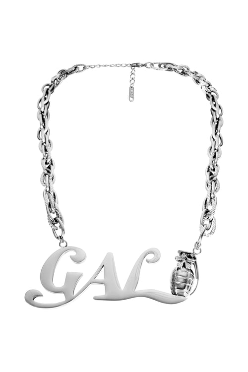 Gal* Grenade Silver Twist Chain Necklace
