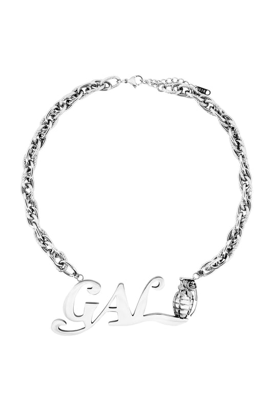 Gal* Grenade Silver Twist Chain Necklace