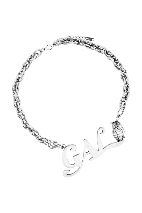 Gal* Grenade Silver Twist Chain Necklace