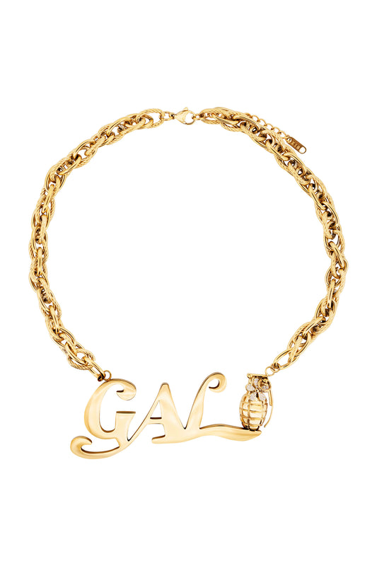 Gal* Grenade Gold Twist Chain Necklace