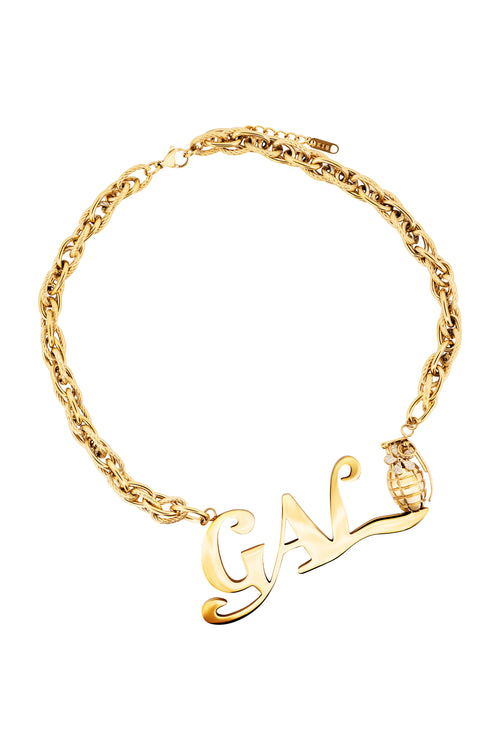 Gal* Grenade Gold Twist Chain Necklace