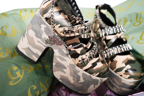 Green Camo Kira Killa Platform Shoes