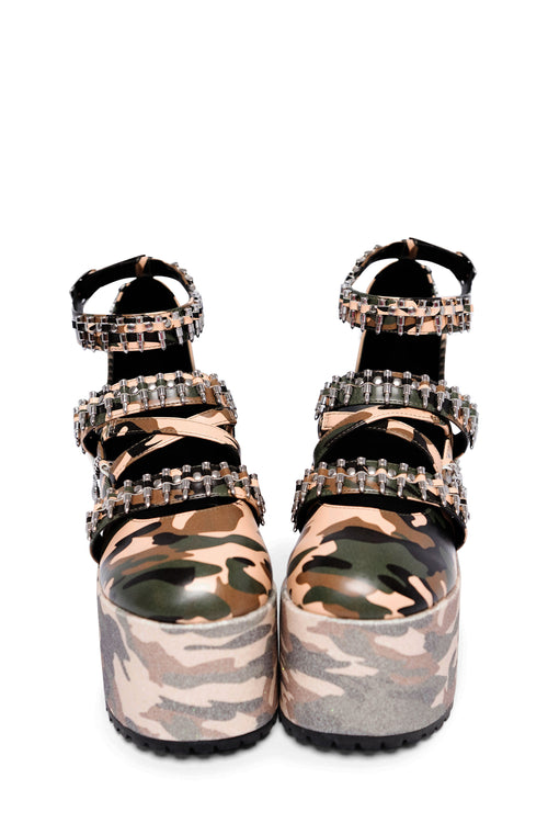 Green Camo Kira Killa Platform Shoes