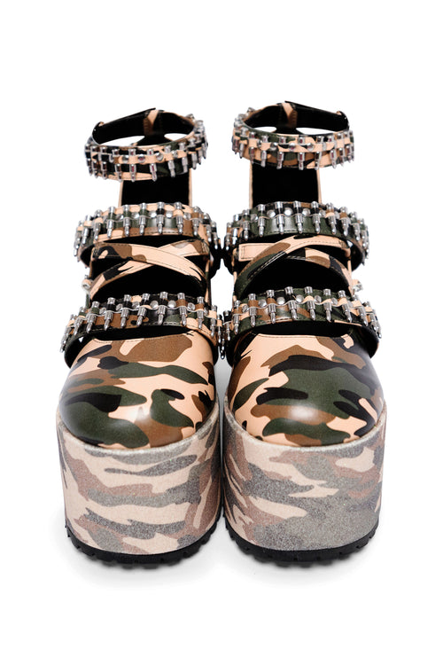 Green Camo Kira Killa Platform Shoes