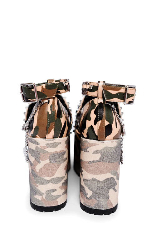 Green Camo Kira Killa Platform Shoes