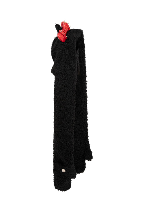 Black Rave Kitty Hooded Scarf with Mittens