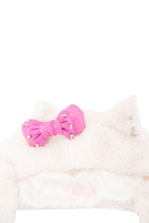 White Rave Kitty Hooded Scarf with Mittens