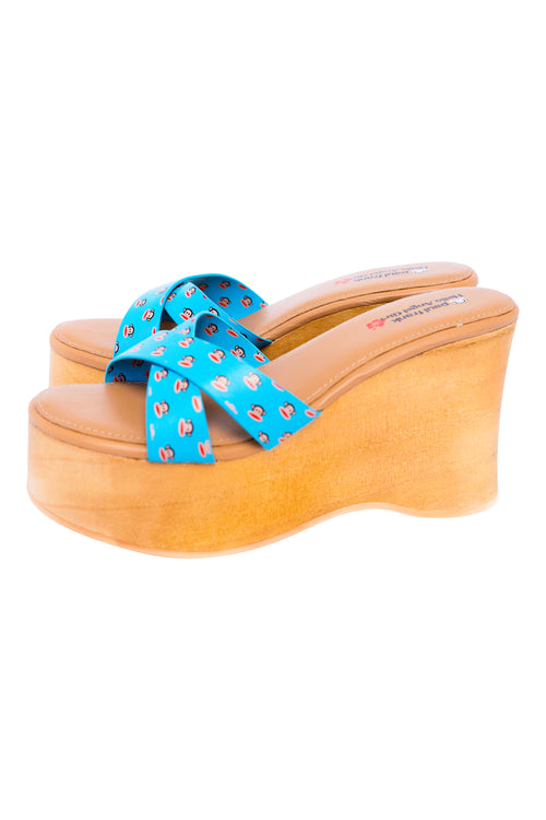Paul Frank ❤ Hello Angel Girl Julius Wood Platform Wedges