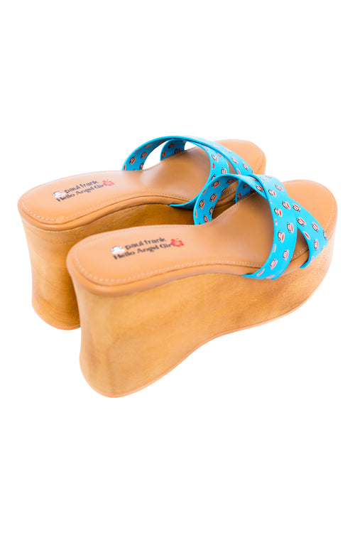 Paul Frank ❤ Hello Angel Girl Julius Wood Platform Wedges