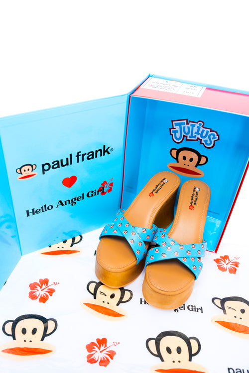 Paul Frank ❤ Hello Angel Girl Julius Wood Platform Wedges