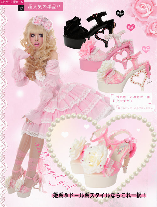 Black Hime Heart Heels