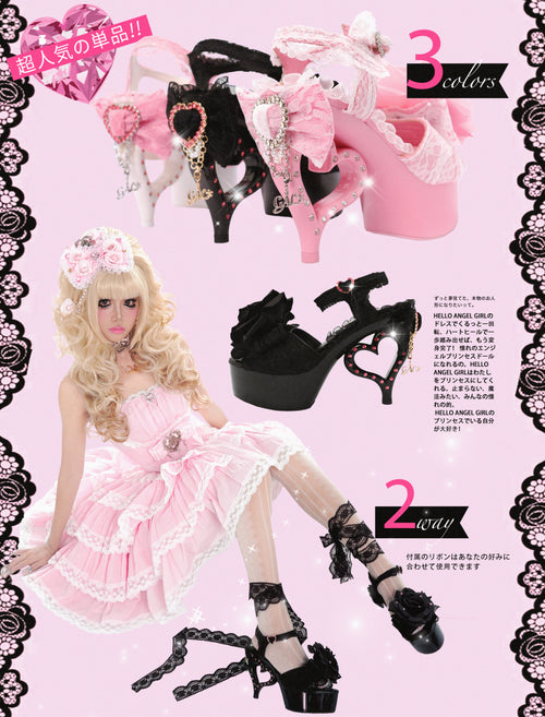 Black Hime Heart Heels