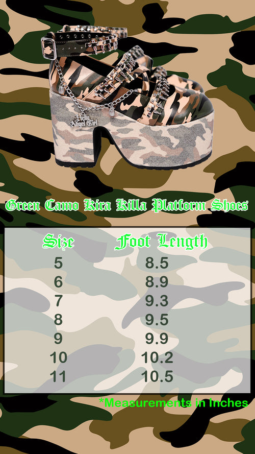 Green Camo Kira Killa Platform Shoes